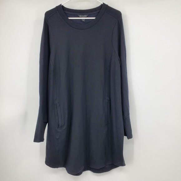 Athleta Women's Black Long Sleeved Plus Crewneck Pullover Shirt Dress Size 1X - Picture 1 of 8